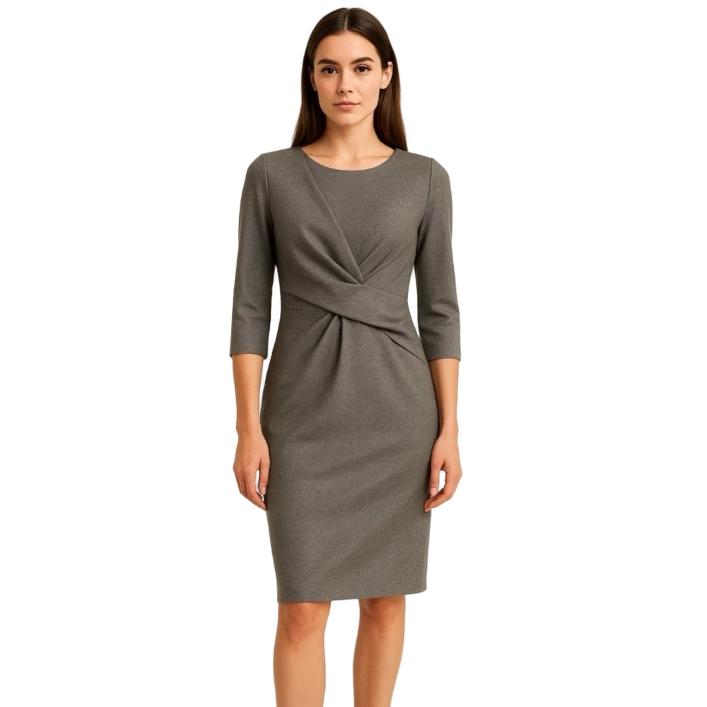 Hugo Boss Gray Knit Sheath Dress - Size Small